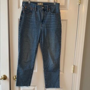 Madewell High-Rise Cropped Straight Jeans in Mid Blue